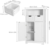 Homfa Bathroom Floor Cabinet, Large Bathroom Storage Cabinet with Doors and Shelves, 2 Adjustable Drawers, Wood Freestanding Cupboard for Living Room, Entryway, Kitchen, Ivory White