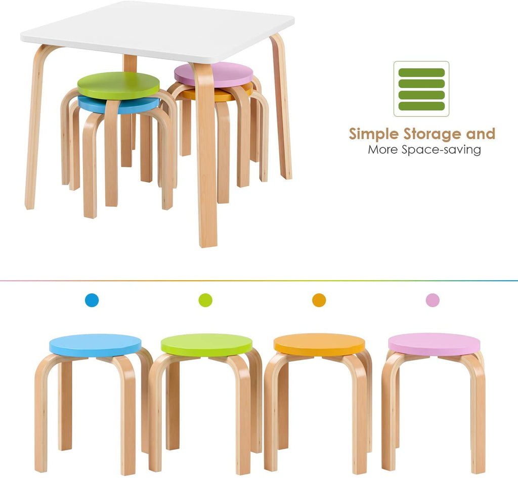 Haus Projekt Cloud Childrens Desk and Chair age 4-8, Kids Table Chair Set,  Wooden Writing Study Desk With Stool, Kids White Activity Table 