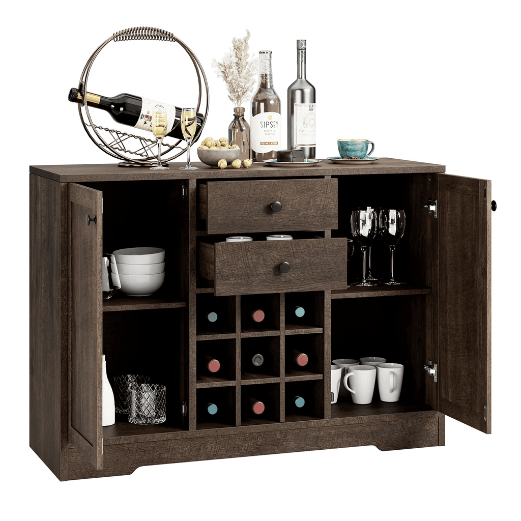 Homfa Sideboard Buffet Cabinet with 2 Drawers and Cabinets, Wine Bar C –  homfafurniture