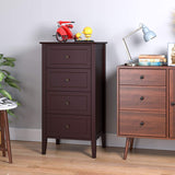 Homfa 4 Drawer Chest, Bathroom Floor Cabinet, Solid Wood Frame, Antique-Style Handles, Dressers for Bedroom, (19.7 L x 15.7 W x 37.4 H ) Easy to Assemble -Soft Dark Brown Finish