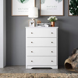 Homfa Dresser with 4 Drawers, Modern Chest of Drawers White, Dresser Chest with Wide Storage Space, Functional Organizer with Solid Wood Frame for Bedroom, Living Room, Closet, Entryway, Hallway