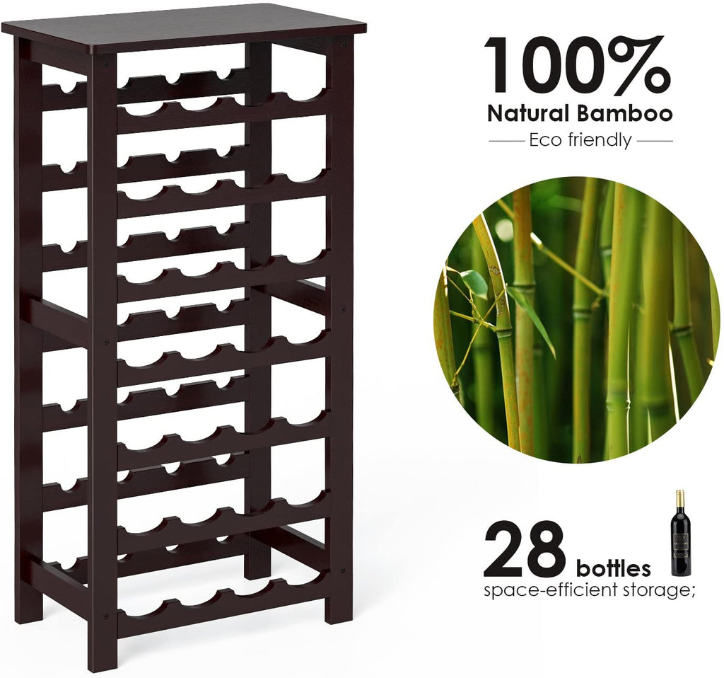 Homfa Bamboo Wine Rack, 7 Tier Free Standing Wine Storage Rack