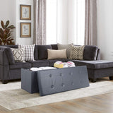 Homfa Large Bedroom Ottoman Bench,Folding Faux Leather Storage Chest with Lid Footrest Padded Seat