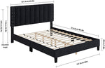 Homfa Queen Size Bed Frame, Adjustable Headboard, 10 Inch Upholstered Platform, Bedstead, Mattress Foundation, Wooden Slats Support, No Box Spring Needed, Easy Assembly - Black