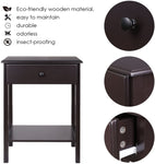Homfa Night Stand End Table Wooden Bedside Table with Drawer and Storage Shelf Multifunctional Antique Home Furniture, Dark Brown