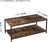 Homfa Industrial Coffee Table for Living Room, 2-Tier Tea Table with Storage Shelf TV Stand Side End Table, Accent Furniture for Home Office