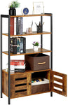 Kealive Storage Cabinet with Doors and Shelves Rustic Bookshelf with Cabinet Industrial Bookcase Large Storage Display Shelves for Living Room, Bedroom, Home Office,Rustic Brown
