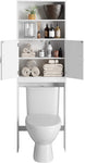 Homfa Over-The-Toilet Storage Cabinet, 2-Doors Bathroom Organizer with 4 Shelves, Space-Saving Toilet Storage Rack - 24.8 x 7.9 x 76.8 inches, White