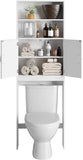 Homfa Over-The-Toilet Storage Cabinet, 2-Doors Bathroom Organizer with 4 Shelves, Space-Saving Toilet Storage Rack - 24.8 x 7.9 x 76.8 inches, White