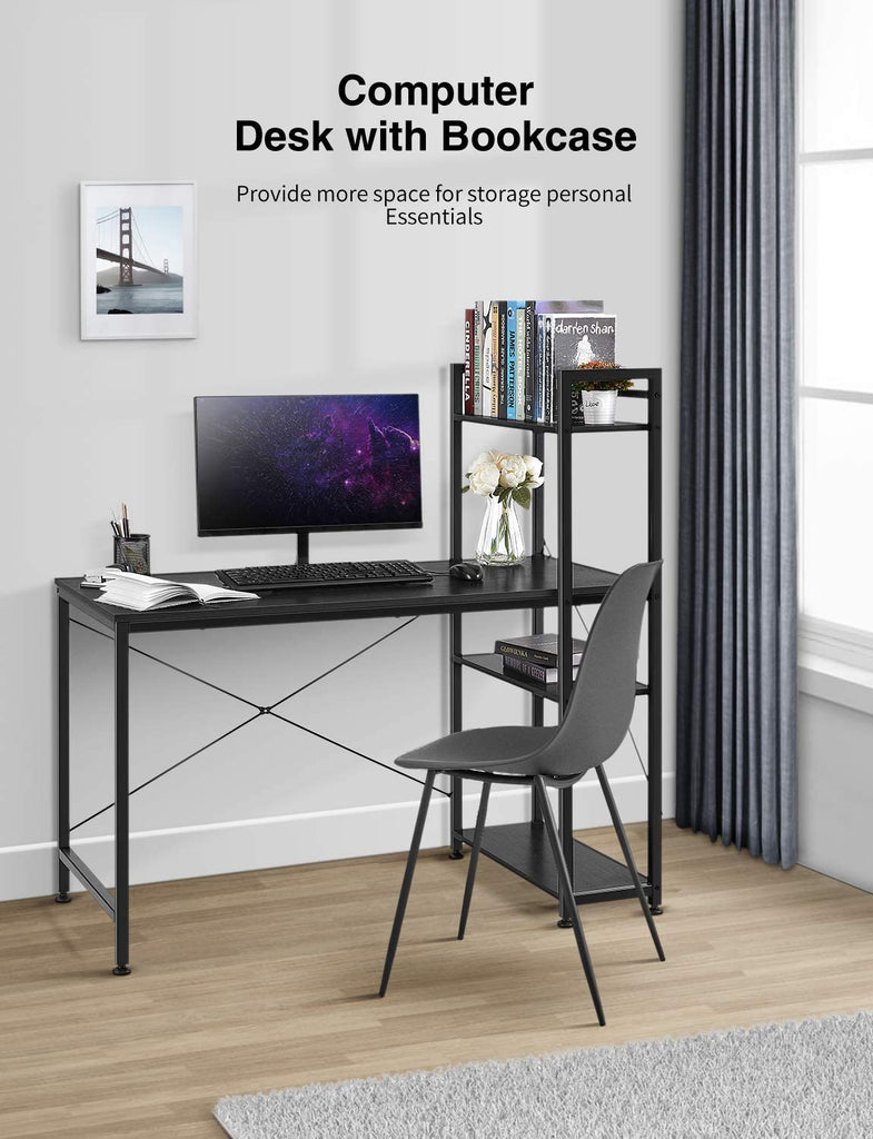 Homfa 47 Inch Computer Desk with Shelves and Bookshelf Compact