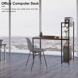 Homfa 47 Inch Computer Desk with Shelves and Bookshelf Compact Desk with Storage Home Office Desk for Small Spaces Steel Frame Wood Desk Easy to Assemble Brown