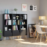 Homfa 4 Tier Floor Cabinet, Free Standing Wooden Display Bookshelf with 4 Legs and 1 Door, Side Corner Storage Cabinet Decor Furniture for Home Office, Black