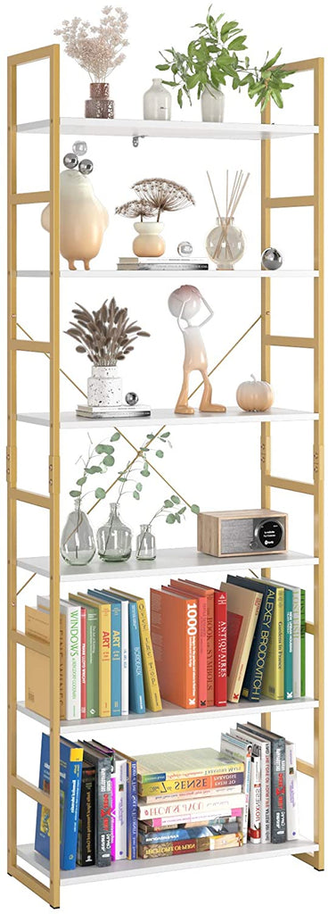  HOMBAZAAR Industrial Bookshelf, 6-Tier Industrial Pipe