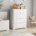 Homfa 5 Drawer Chest, Tall Dresser Chest, White Chest of Drawers with Wide Storage Space, Vertical Organizer Unit with Stable Wood Frame for Bedroom, Closet, Nursery, Toddlers Room