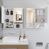 Homfa Bathroom Wall Mirror Cabinet with Double Doors and Adjustable Shelf, 20.9 X 22.8 Inch Wooden Medicine Cabinet Multipurpose Storage Organizer Kitchen Cupboard, Cream