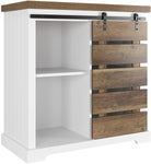 Homfa Farmhouse Storage Cabinet Sliding Barn Door Buffet Cabinet, Accent Kitchen Sideboard Coffee Bar, Adjustable Shelves, White
