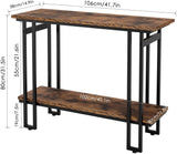 Industrial Console Table, Sofa Side End Table with 2 Storage Shelves, TV Stand Entertainment Center Media Stand, for Living Room Bedroom Entryway, Rustic Brown