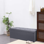 Homfa Large Bedroom Ottoman Bench,Folding Faux Leather Storage Chest with Lid Footrest Padded Seat