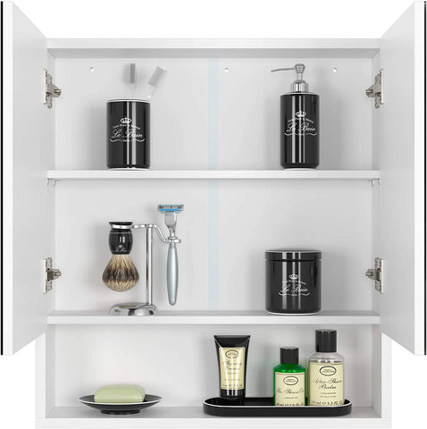 Bathroom Storage Medicine Cabinet Adjustable Wall Mounted Organizer Shelf  White