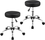 Homfa Rolling Stool Chair with Wheels Adjustable Stool, Large Cushioned PU Leather Swivel Salon Stool Office Computer SPA Beauty Salon Massage Tattoo, Black ( 2PC )