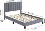 Homfa Full Size Bed Frame, Adjustable Headboard, 10 Inch Upholstered Platform, Bedstead, Mattress Foundation, Wooden Slats Support, No Box Spring Needed, Easy Assembly - Grey