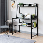 Homfa Computer Desk with Hutch and Bookshelf 47 inches Writing Study Desk with Shelves Small Spaces Desk with Compact Design Home Office Desk with Stable Metal Frame, Black