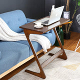 HOMFA Z-Shaped End Table TV Tray Bamboo Snack Laptop Desk Night Stand Couch Side Table Moveable Stand in Living Room for Eating Reading Working Home Office Furniture (Large)