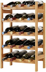 Homfa Freestanding Wine Rack, 20 Bottles Wine Storage Rack, Bamboo Floor Wine Holder for Kitchen, Dining Room, Living Room, Office, Natural