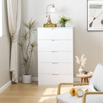 Homfa 5 Drawers Dresser, 23.6"W White Dresser, Modern Chest with Drawer for Bedroom