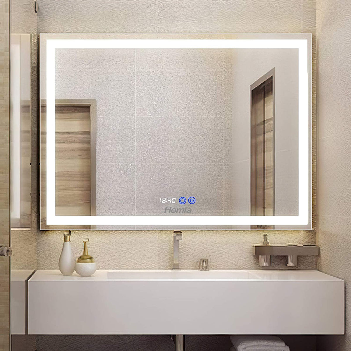 Homfa LED Mirror Vanity 3-Mode Lighted Makeup Mirror with Dimmer Touch ...