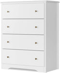 Homfa Dresser Chest, Modern Chest Organizer with 4 Drawers for Bedroom, White Finish