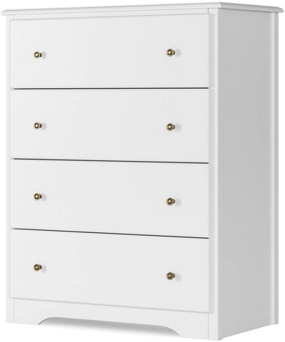 Homfa Dresser Chest, Modern Chest Organizer with 4 Drawers for Bedroom, White Finish