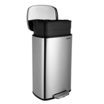 Homfa Kitchen Trash Can, 8 Gallon(30L) Fingerprint Proof Stainless Steel Garbage Can with Removable Inner Bucket and Hinged Lids, Pedal Rubbish Bin for Home Office, Soft Closure, Sliver Finish
