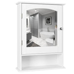 Homfa Bathroom Mirror Cabinet, Wall Mounted Storage Medicine Cabinet with Single Door and Adjustable Shelf, Home Accent Furniture, White Finish