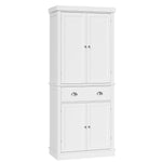 Homfa 72.4'' Tall 4 Door Storage Cabinet, Large Drawer Bookcase with  Shelves, White