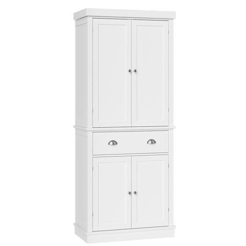 Homfa 72.4'' Tall 4 Door Storage Cabinet, Large Drawer Bookcase with  Shelves, White