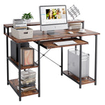 Homfa 47 in Computer Desk for Home Office, Sturdy Writing Table Laptop Notebook Workstation with Keyboard Tray Storage Shelves Monitor Stand, Rustic Brown