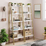 Homfa 67.4'' H x 22'' W Iron Ladder Bookcase