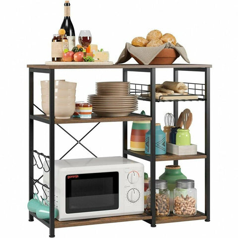 Homfa 35.4'' Iron Standard Baker's Rack with Microwave Compatibility