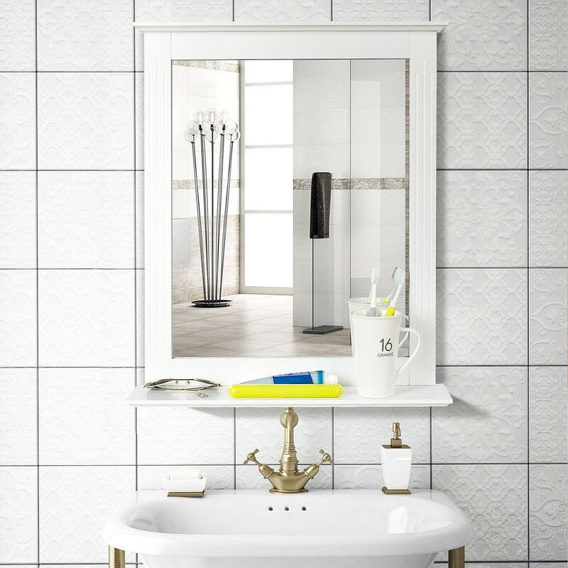 Homfa Bathroom Wall Mirror With Shelf Modern Concise Wall Mounted