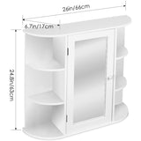 Homfa Medicine Cabinet Bathroom Wall Mount Multipurpose Surface Mount Frameless 1 Door with 6 Shelves