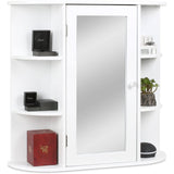 Homfa Medicine Cabinet Bathroom Wall Mount Multipurpose Surface Mount Frameless 1 Door with 6 Shelves