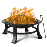 17.3'' H x 30'' W Iron Wood Burning Outdoor Fire Pit with Lid