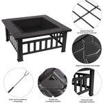 17.3'' H x 31.9'' W Iron Wood Burning Outdoor Fire Pit with Lid