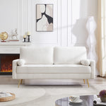 Homfa 3 Seat Sofa with 2 Pillow, Boucle Sofa Couch Sherpa Upholstery for Living Room Office, White