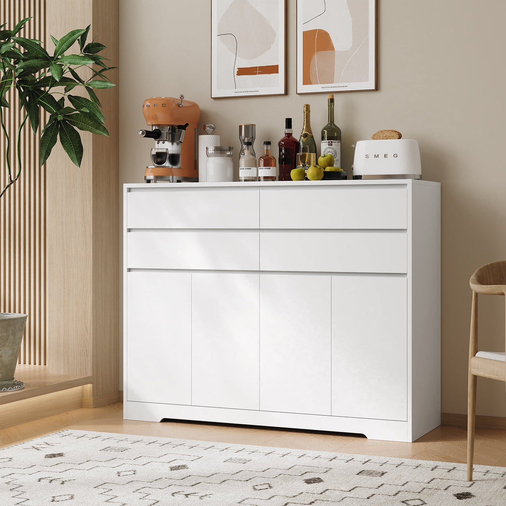 Homfa Sideboard Homfa 47.2'' Kitchen Sideboard Buffet Cabinet with 4 Drawers and 4 Doo ...