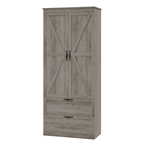 Homfa 70.3" Tall Bookcase with Drawers & Doors, Storage Cabinet with Adjustable Shelf for Living Room Home Office, Wash Gray Finish