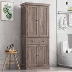 Homfa 72.4" Tall Bathroom Storage Cabinet with Drawer, 4 Door Modern Freestanding Floor Cabinet, Brown