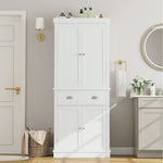 Homfa 72.4" Tall Bathroom Storage Cabinet with Drawer, 4 Door Modern Freestanding Floor Cabinet, White