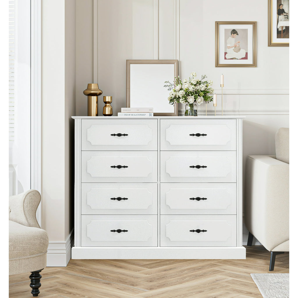 Homfa 8 Drawer Double White Dresser for Bedroom, 47'' W Retro Wood Sto – myhomfa Homfa 8 Drawer Double White Dresser for Bedroom, 47'' W Retro Wood Sto – myhomfa